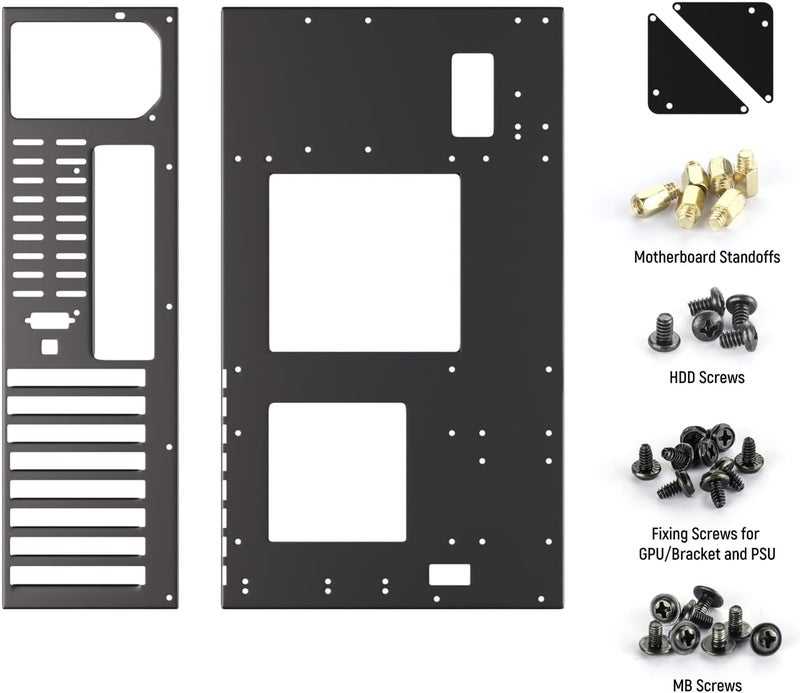 JOYJOM Open Air PC Case, ATX Open Frame Computer Case, DIY PC Case Rack for ATX MATX ITX Motherboards, Black Alloy Steel - Image 4